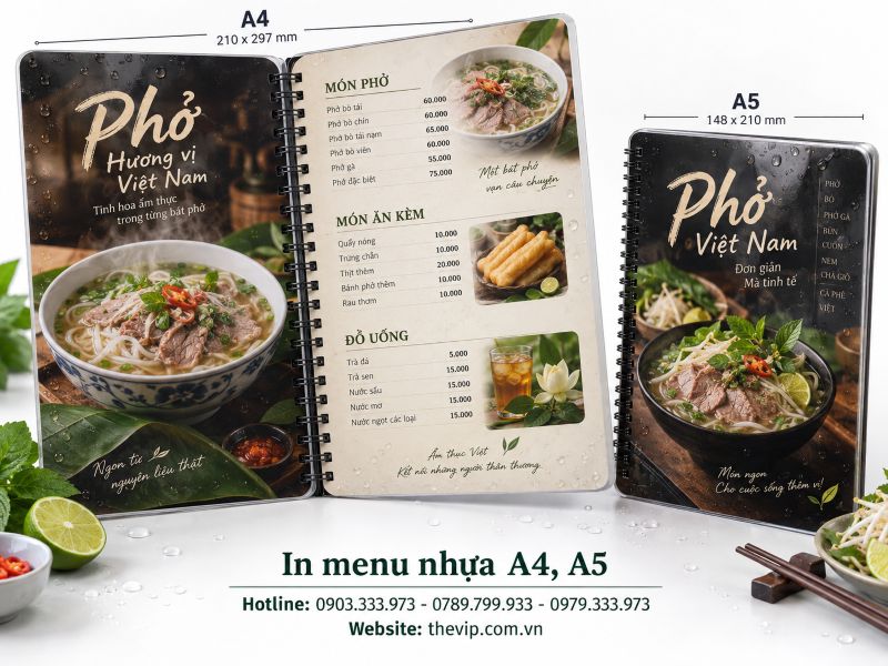 In menu nhựa A4, A5 tại TPHCM