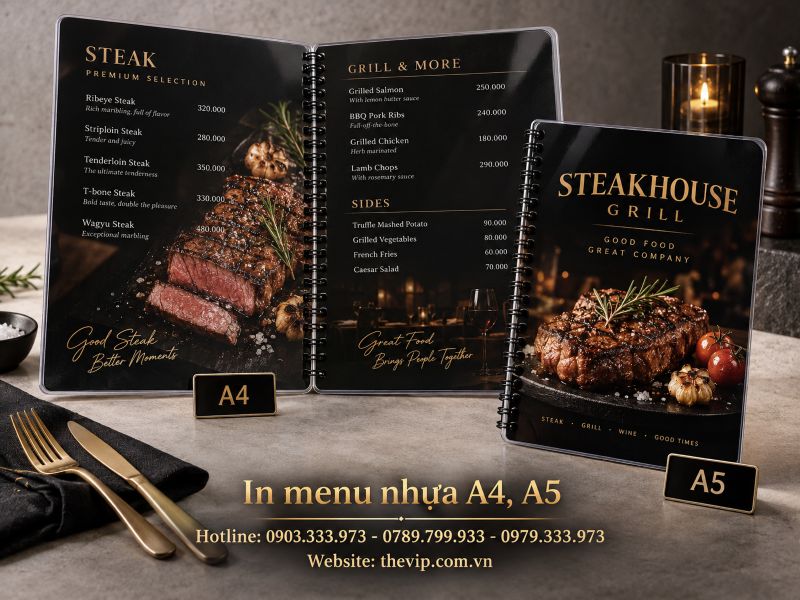 In menu nhựa A4, A5 tại TPHCM