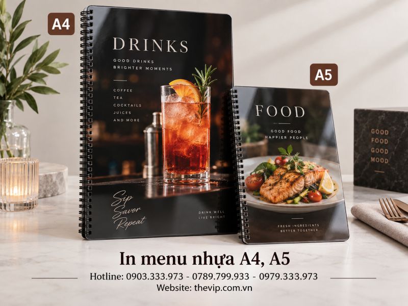 In menu nhựa A4, A5 tại TPHCM