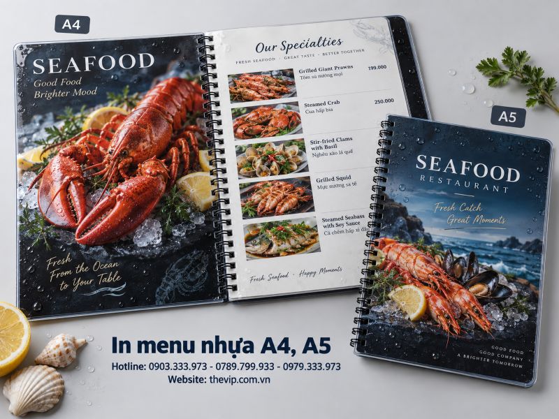In menu nhựa A4, A5 tại TPHCM