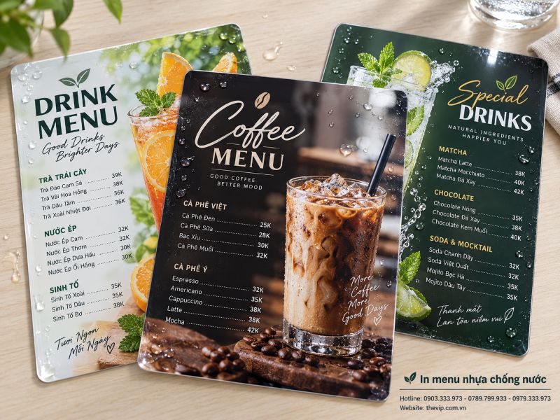 In menu nhựa chống nước tại TPHCM