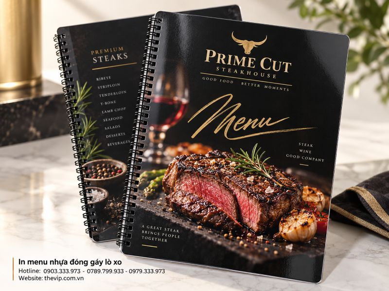 In menu nhựa đóng gáy lò xo tại TPHCM