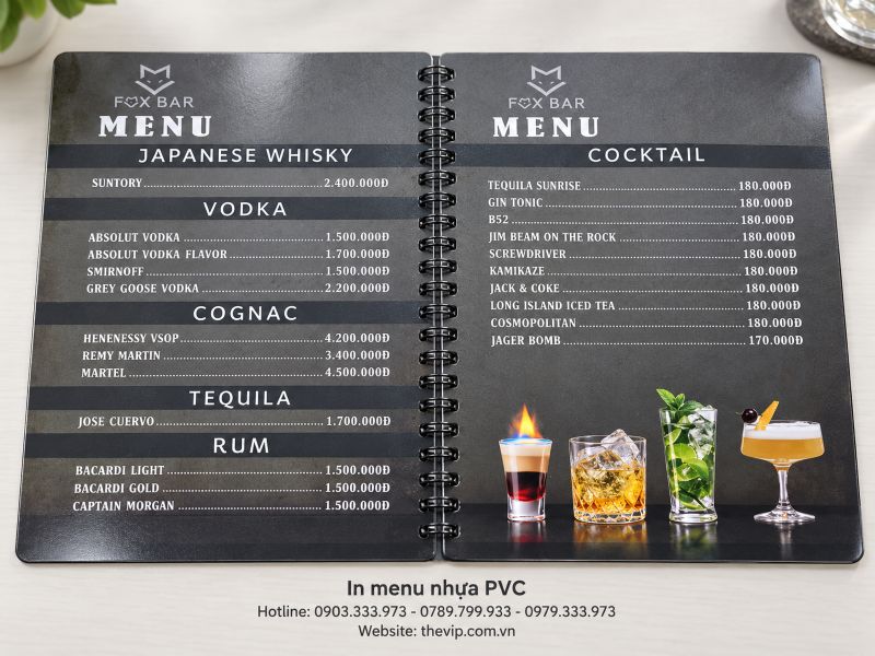 In menu nhựa PVC tại TPHCM