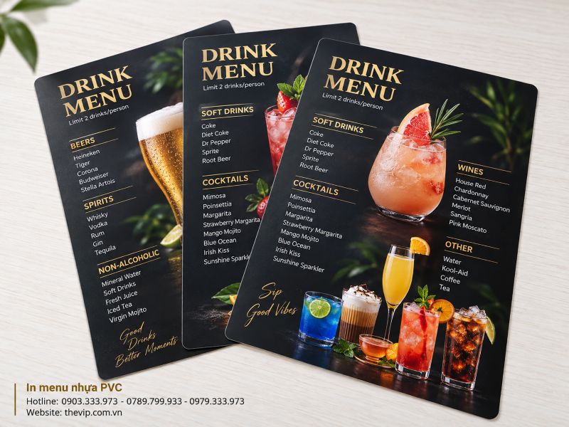 In menu nhựa PVC tại TPHCM